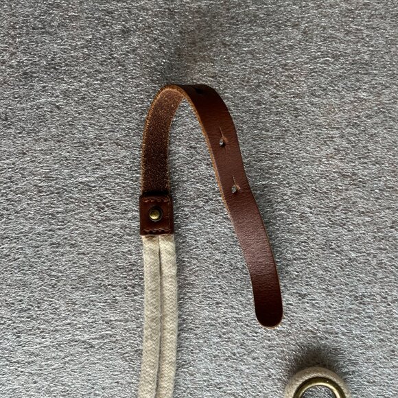 Women's J. Crew Nautical Rope Belt w/ Brown Leather  Loop Buckle - Picture 6 of 6